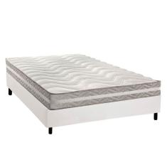 Cama Box Casal: Colchão Espuma D33 Paropas D45/ Pro Sono Double Face Prata + Base CRC Courano White (138x188)