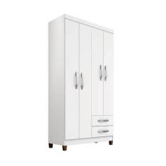 Guarda Roupa 4 Portas E 2 Gavetas Sem Espelho Manchester Cor 187 - Branco Flex