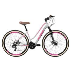 Bicicleta aro 29 KSW Sunny Retro 21V Freio Disco, Branco, Rosa, 15