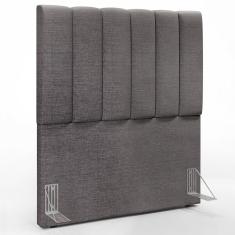 Cabeceira Cama Box Painel Solteiro 100 cm Dália W01 Linho Cinza Escuro - Lyam Decor