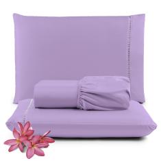 Jogo de Lençol Micropercal 400 Fios Queen 3 Peças Barato - Lilás