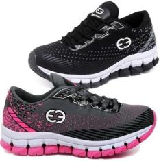 Tênis Infantil Feminino Antiderrapante Fecho Cadarço Kit 2-Feminino