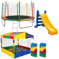 Cama Elástica Pula Pula 3,05m Resistente Piscina de Bolinhas 1,50m 100