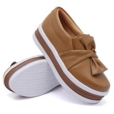 Tênis Slip On Feminino Laço Frontal Sola Borracha Robusta Leve Top Mulher Casual-Feminino