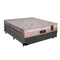 Cama Box Casal Sintético + Colchão Molas Ensacadas Santorini Luflex 70x138x188 Cinza
