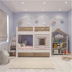 Beliche Infantil Star Plus com Janela Casatema Branco/Montana
