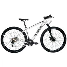 Bicicleta Aro 29 Ksw Xlt 24 Marchas Shimano Freio Hidraulico Branco Preto 19´´