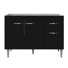 Balcão de Cozinha Elsa para Pia de 120cm Preto - Montanaris Decor