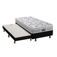 Cama Box c/Auxiliar Solteiro: Colchão Anatômico Probel D45/ EP Guarda Costas Plus + Base CRC Courano Black(88x188)