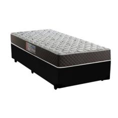 Cama Box Solteiro Colchão Mola Ensacada Premium + Box Sintético 60x88x188 Cor:Preto