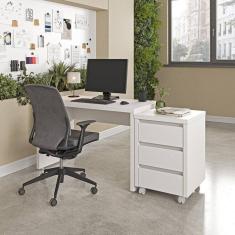 Mesa de Escritório 120cm com Gaveteiro com Rodízio Ficus Cabecasa Madeiramadeira Branco