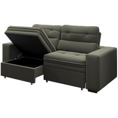 Sofá Retrátil Reclinável 3 Lugares Veludo com Baú - Bariloche Phormatt