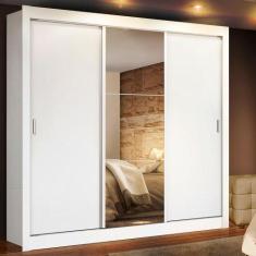 Guarda Roupa Casal Madesa Lyon 3 Portas de Correr com Espelho 2 Gaveta