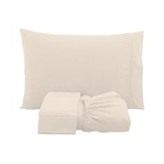 Jogo de cama lençol solteiro 3 peças algodão percal 180 fios acabament