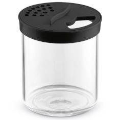 Pote Farinheiro Porta Mantimentos Transparente com Tampa Preta de Plás