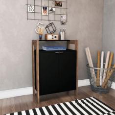Armário Baixo Multiuso com 2 Portas 65x90cm Preto Tecno Mobili, Preto 