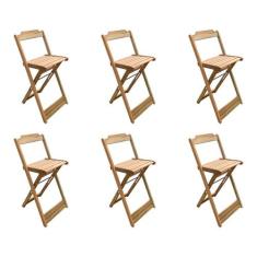 Kit 6 Banquetas Bistrô Dobravél para Bar - sem Pintura / Crua - PREGUI