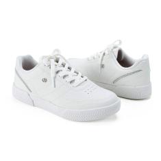 tenis feminino kolosh casual branco detalhe em prata