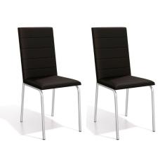 Cadeira Sala de Jantar Amsterdã 2C091 Kit Cromado Courano Preto