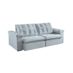 Sofá 3 Lugares Retrátil e Reclinável Itaguaí Veludo Cinza 250 cm - Est