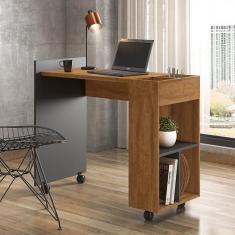 Escrivaninha Para Computador Office Com Nicho Alessa M2 Amêndoa Com Chumbo - Lukaliam Móveis