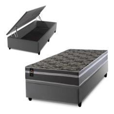 Conjunto Box Baú Miami Cinza 88x188x69 Espuma D33 - King House