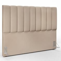 Cabeceira Cama Box Painel Casal Queen 160 cm Dália W01 Suede Bege - Lyam Decor