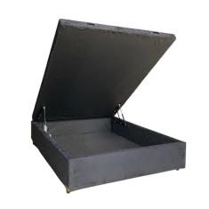 Cama Box Baú Casal Suede Preto Com Pistão A Gás - Imperium do Sono