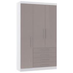 Guarda Roupa Modulado 132cm 3 Portas e 4 Gavetas Alpes Luciane Móveis,