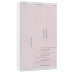 Guarda Roupa Modulado 132cm 3 Portas e 4 Gavetas Alpes Luciane Móveis,