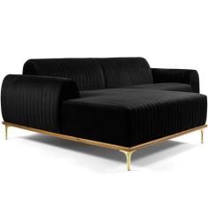 Sofá 3 Lugares com Chaise Esquerdo Para Sala Molino 245 cm D02 Veludo 
