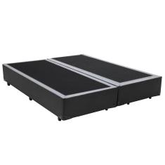 Base Box King Bipartido Homequeen Sintético Cinza 40x193x203