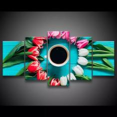 Quadro Decorativo 129x63 Sala Quarto Café Com Rosas 1