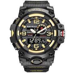 Relógio Esporte Masculino Digital Smael Quartzo 8035 Militar à prova d´água (Dourado)