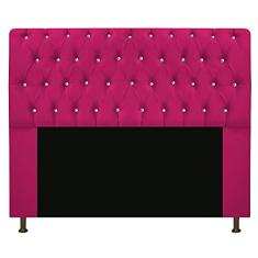 Cabeceira Lady Estofada com Strass 160 cm para Cama Box Queen Suede Pink Quarto - AM Decor