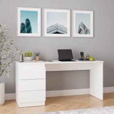 Escrivaninha 3 Gavetas Hera CabeCasa MadeiraMadeira Branco Geada
