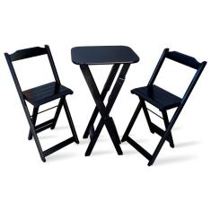 Conjunto de Bistro com 2 Banquetas Dobravel - Preto