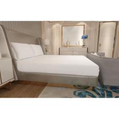 Jogo de Lençol Zono Enxovais Cama King 3 Peças Malha 100% Algodão Branco