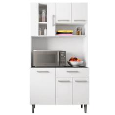 Cozinha Compacta Poliman Móveis Carol com 6 Portas e 1 Gaveta - 91cm de largura