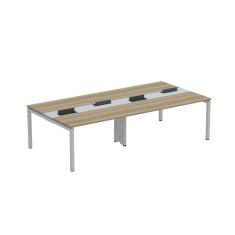 Mesa de Plataforma Dupla para 4 Pessoas Corporativa 140X140/4P PDC14/14/4P Noce Naturalle/Cinza
