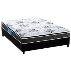 Cama Box Casal: Colchão Espuma D33 Guarda Costas + Base Crc Suede Black(138x188)