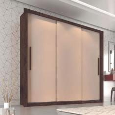 Guarda Roupa Casal 3 Portas e 4 Gavetas Panamá - Sallêto  - Ipê/Off