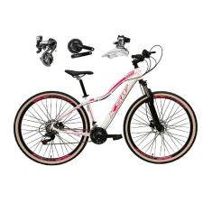Bicicleta Aro 29 Feminina Ksw Mwza Shimano Altus 24v K7 Freios Hidráulicos Trava Pneus Faixa Bege-Feminino