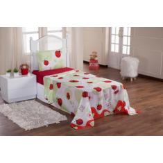 Jogo De Lençol 3 Peças Infantil Menino Menina Decora Quarto (Joaninha)
