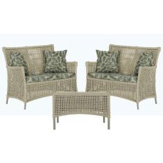 2 Sofás Área e Mesa Igapó Alumínio Pintura Fendi Corda Náutica Estofad