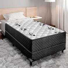 Cama Box Solteiro Conjugada Unyco D28 Ortopédico Floral e Preta - FÁBR