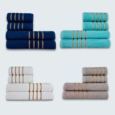 Jogo De Toalhas 16 P? Cole??o Montreal 100% Algod?o Az+vd+br+cz