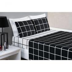 Jogo De Cama Com Lençol De Cima 200 Fios Austin Queen 04 Peças - Preto