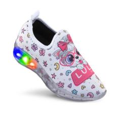 Tênis de Led Infantil Feminino Betina Luzinha Calce Fácil Confortável 