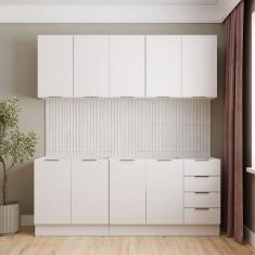 Cozinha Modulada 4 Peças sem Tampo com Rodapé 2 Aéreos e 2 Balcões Ipanema Cabecasa Madeiramadeira Branco